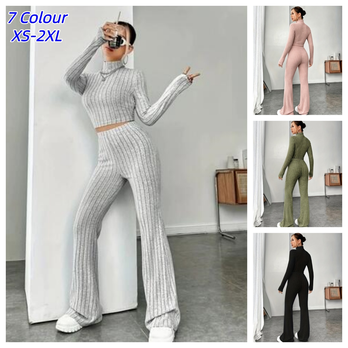 Winter Clothing Vintage - Dames bijpassende gebreide 2-delige bodycon pak