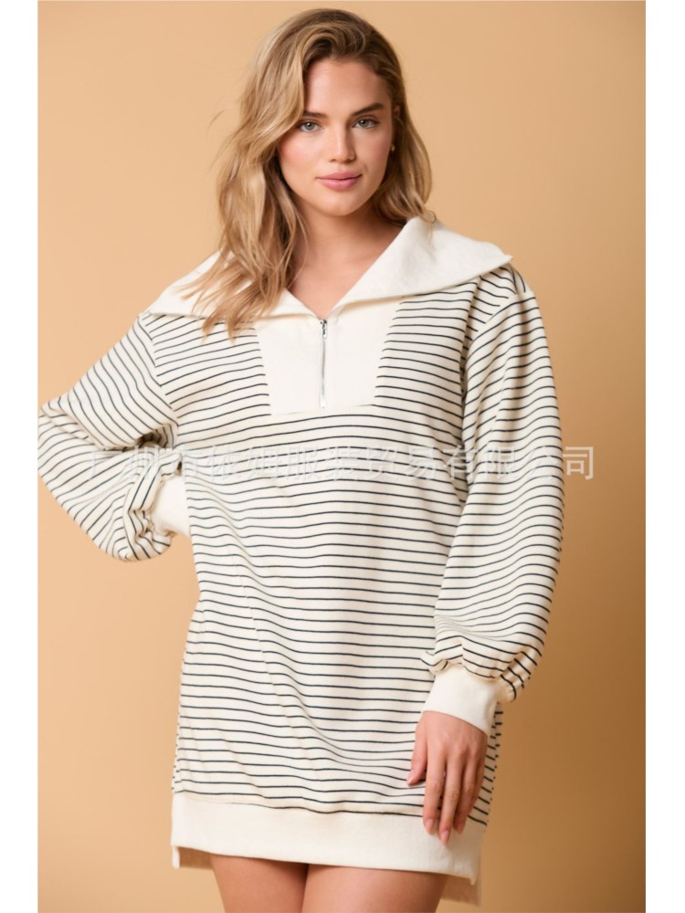 Winter Clothing H&M - Losse Jurk Eenvoudige Stijl Vestidos Gestreepte