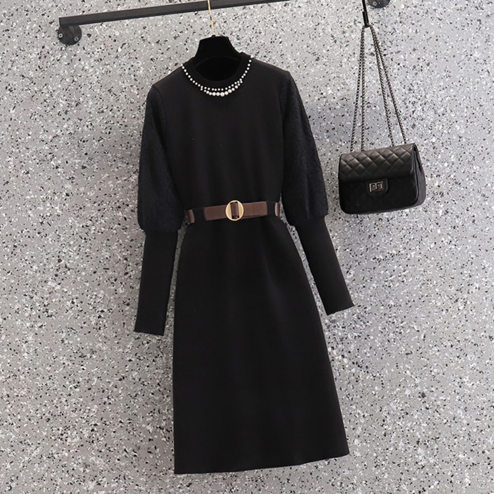 Winter Clothing Line - casual elegante kralen gebreide gesplitste herfstjurken