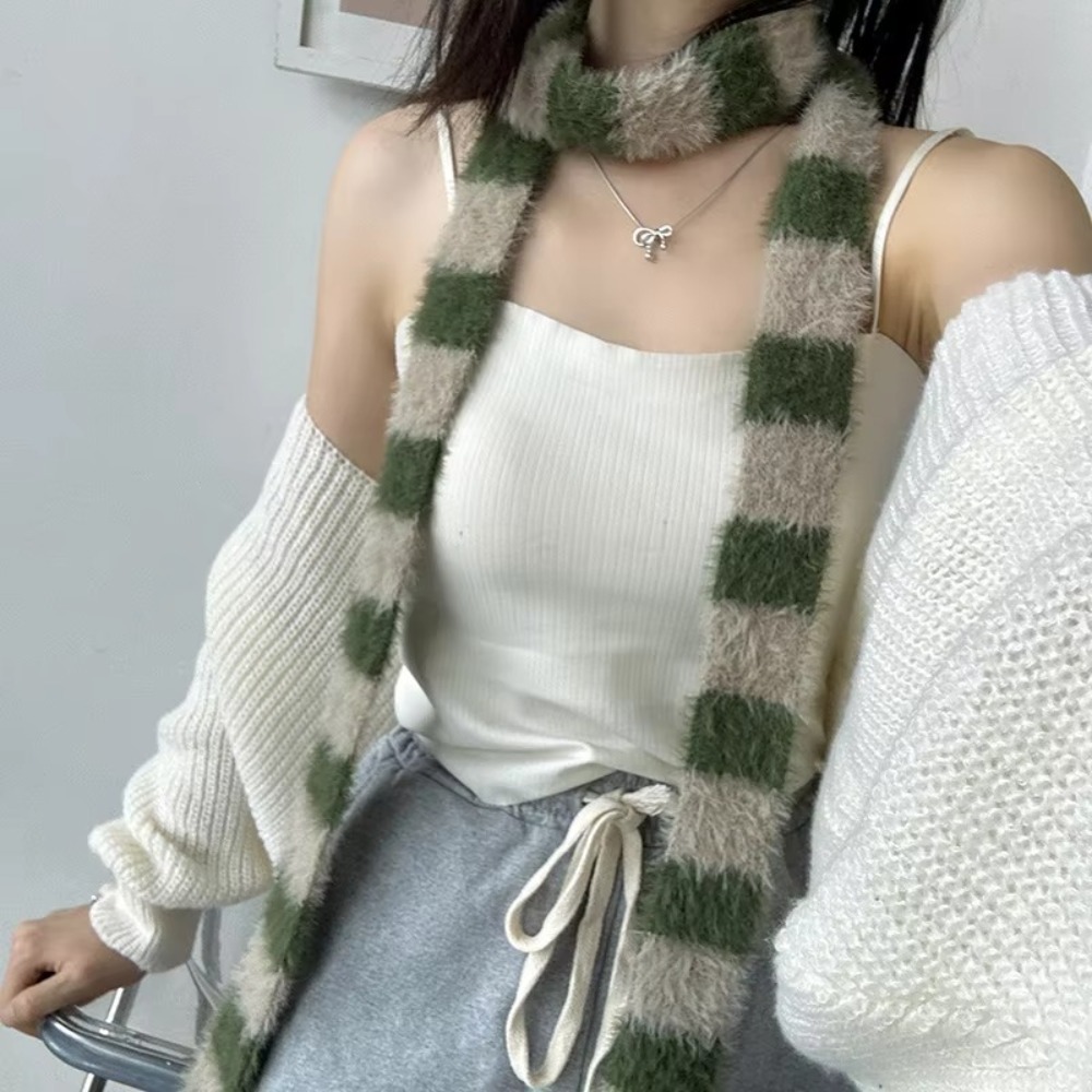 Winter Clothing Accessories - Kledingaccessoires Y2 Gestreepte Sjaal Gebreide Wol
