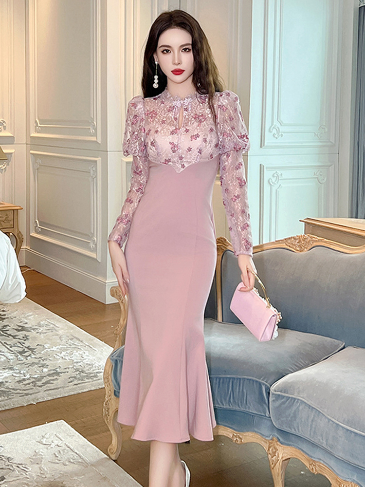 Winter Clothing H&M - Lente Herfst Qipao Zeemeermin Lange Jurken