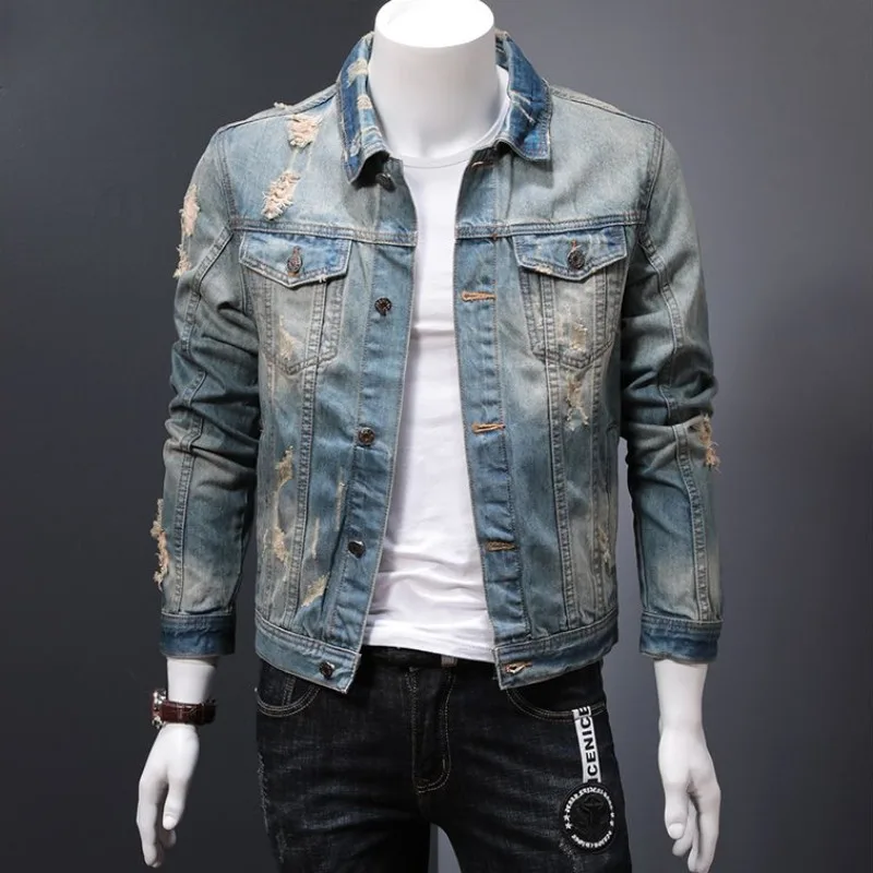 Winter Clothing Vintage - Gewatteerde denim jassen man warme knop