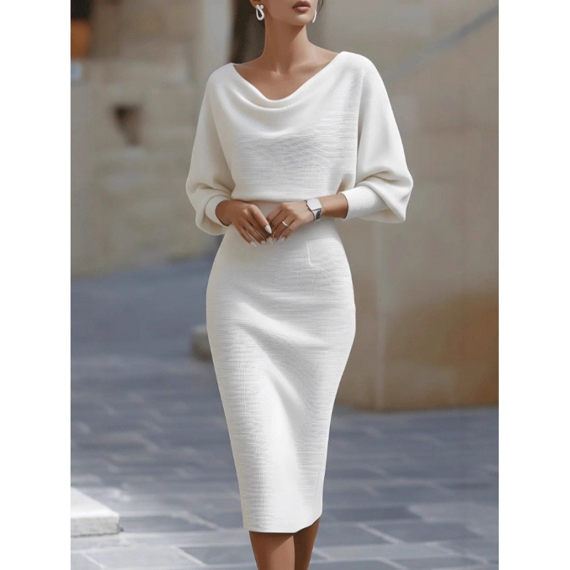 Winter Clothing H&M - 2026 Herfst Winter O-hals Vleermuismouw Jurk