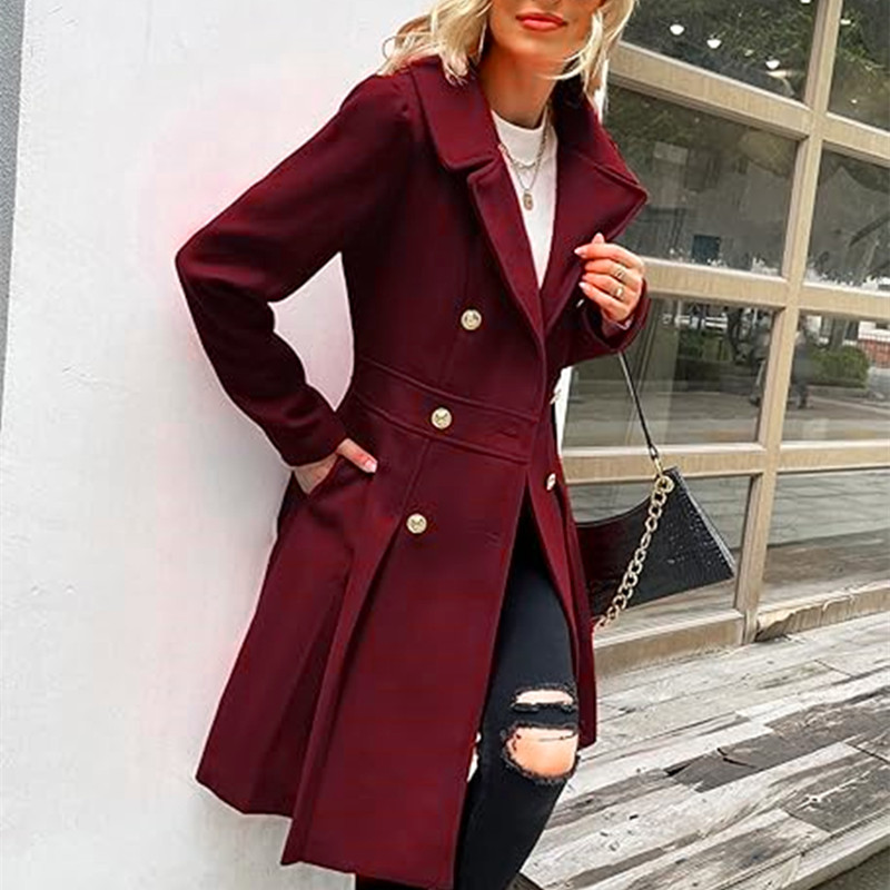 Winter Clothing Line - Winter Wollen Dames Trenchcoat Rok Double