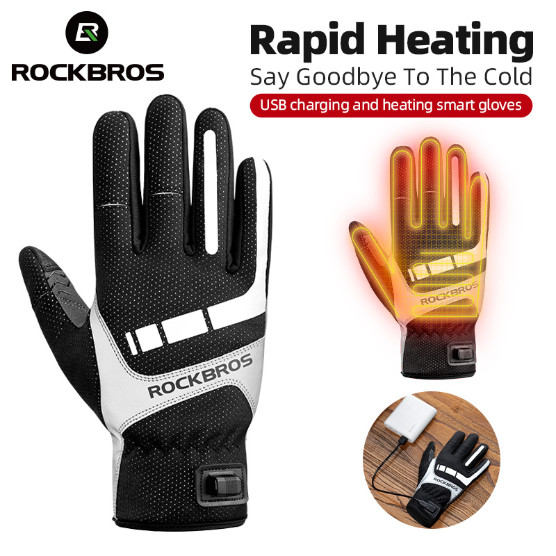 Knit Glove Touch Screen - ROCKBROS Verwarmde winterhandschoen Fietshandschoenen USB Elektrisch