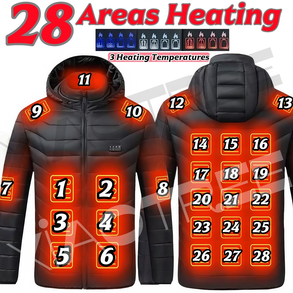 Winter Clothing Matching - 28-gebieden Heren Dames Verwarmingsjack Winter USB