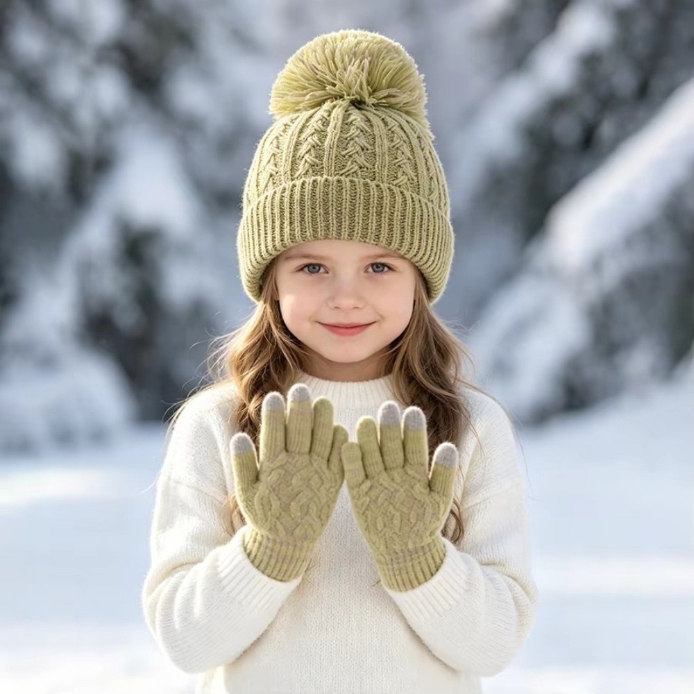 Knit Glove Touch Screen - 2 stks/set Mode Winter Kinderen Hoed
