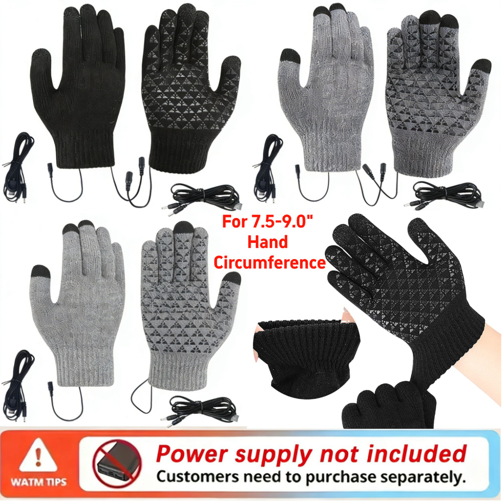 Knit Glove Touch Screen - 5-1Pairs USB Verwarmde Gebreide Handschoenen Touchscreen