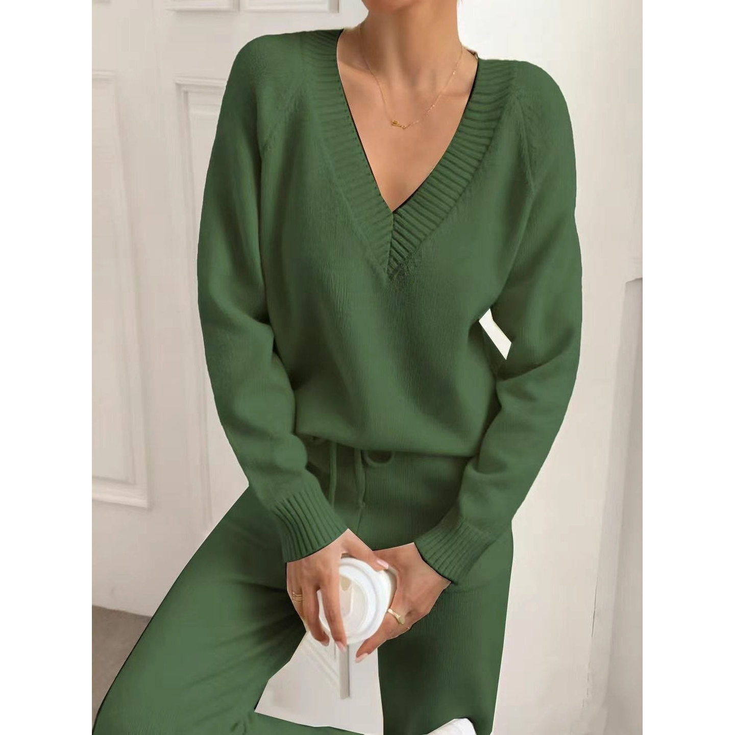 Dames trui met V-hals, lange m - Winter Clothing Color recensie en prijs